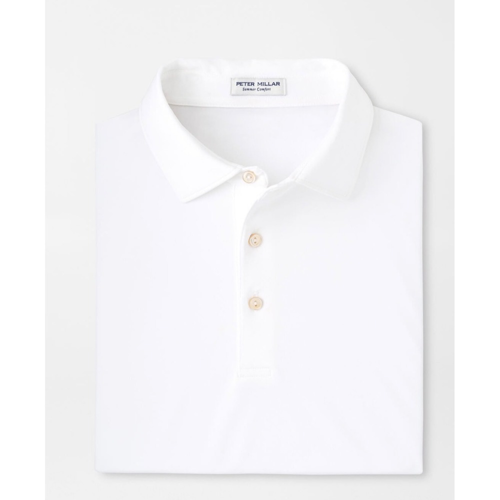 Peter Millar Summer Comfort Polo Men Medium White Good Short Sleeve NWT Golf